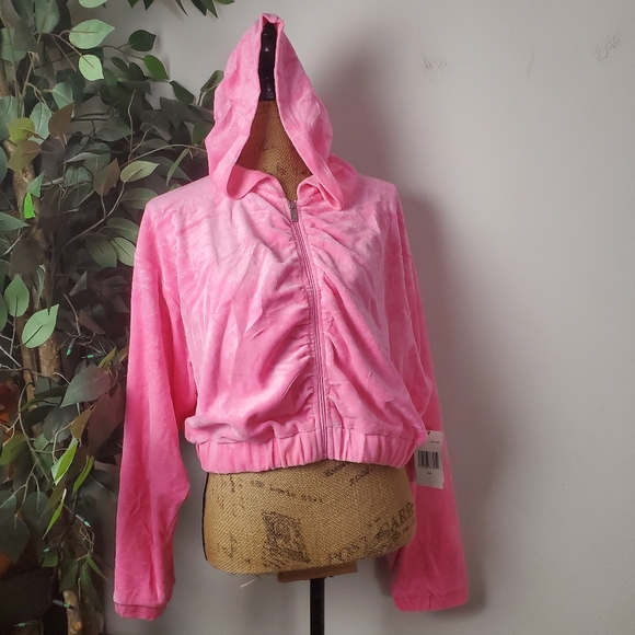 Juicy Couture Tops - Barbie Hot Pink Juicy Crop Top Sweater Long Sleeve New With Flaws Size XXL